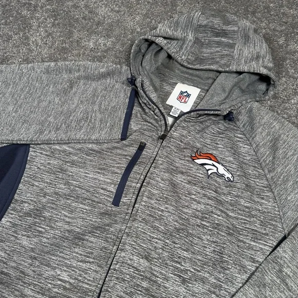 Denver Broncos Hoodie Jacket Men's XL Gray NFL Football Full Zip ***READ*** - Picture 1 of 9